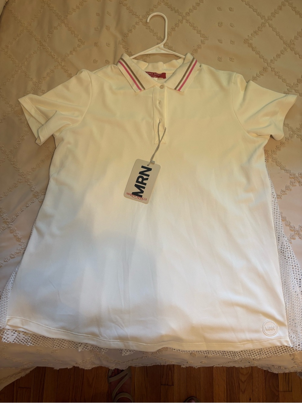 Marina Rinaldi PLUS SIZE White Polo Top with Pink Accent